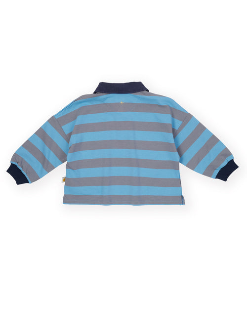 Goldie and Ace RUGBY STRIPE TERRY SWEAT TOP BLUE