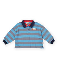 Goldie and Ace RUGBY STRIPE TERRY SWEAT TOP BLUE