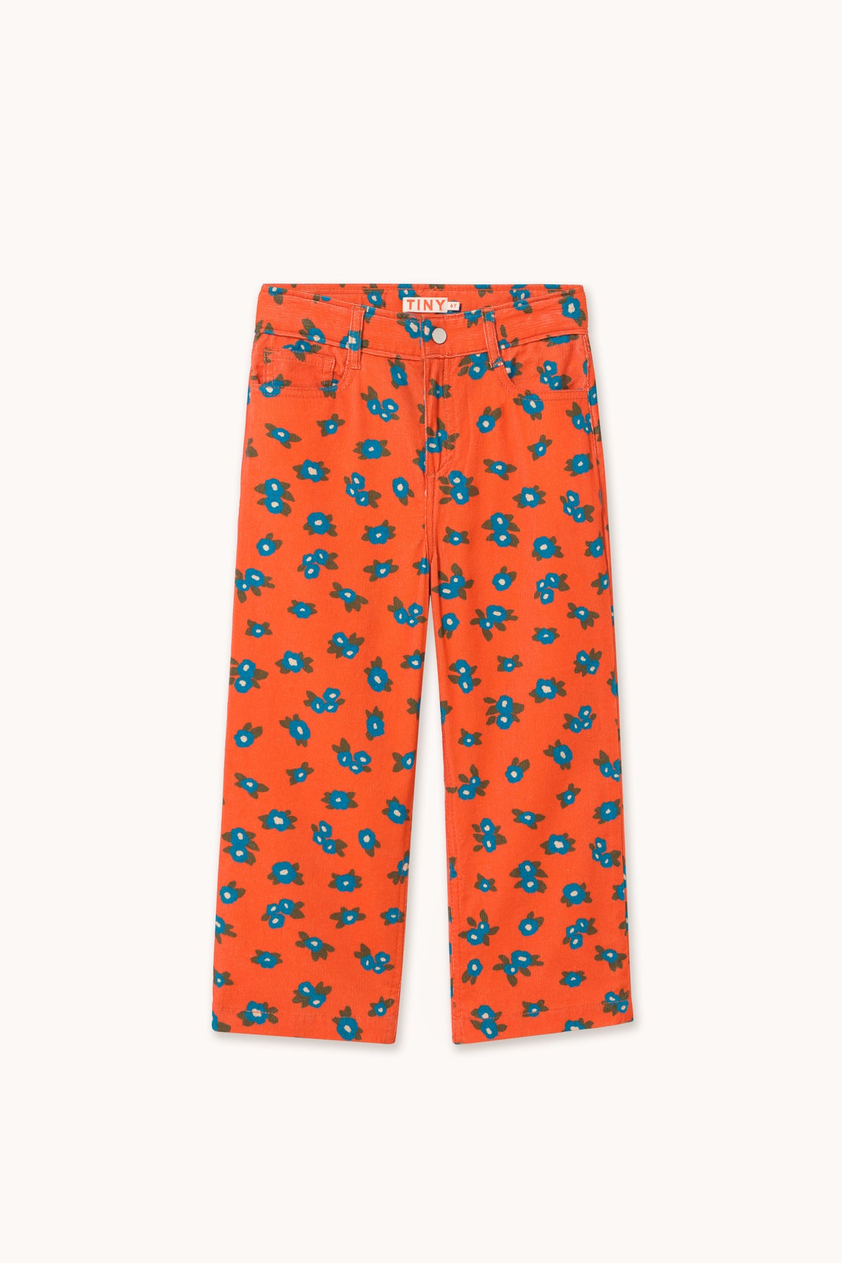 Tiny Cottons BLUE FLOWERS STRAIGHT CORDUROY PANTS summer red