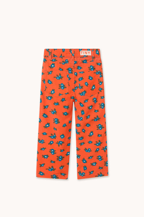 Tiny Cottons BLUE FLOWERS STRAIGHT CORDUROY PANTS summer red