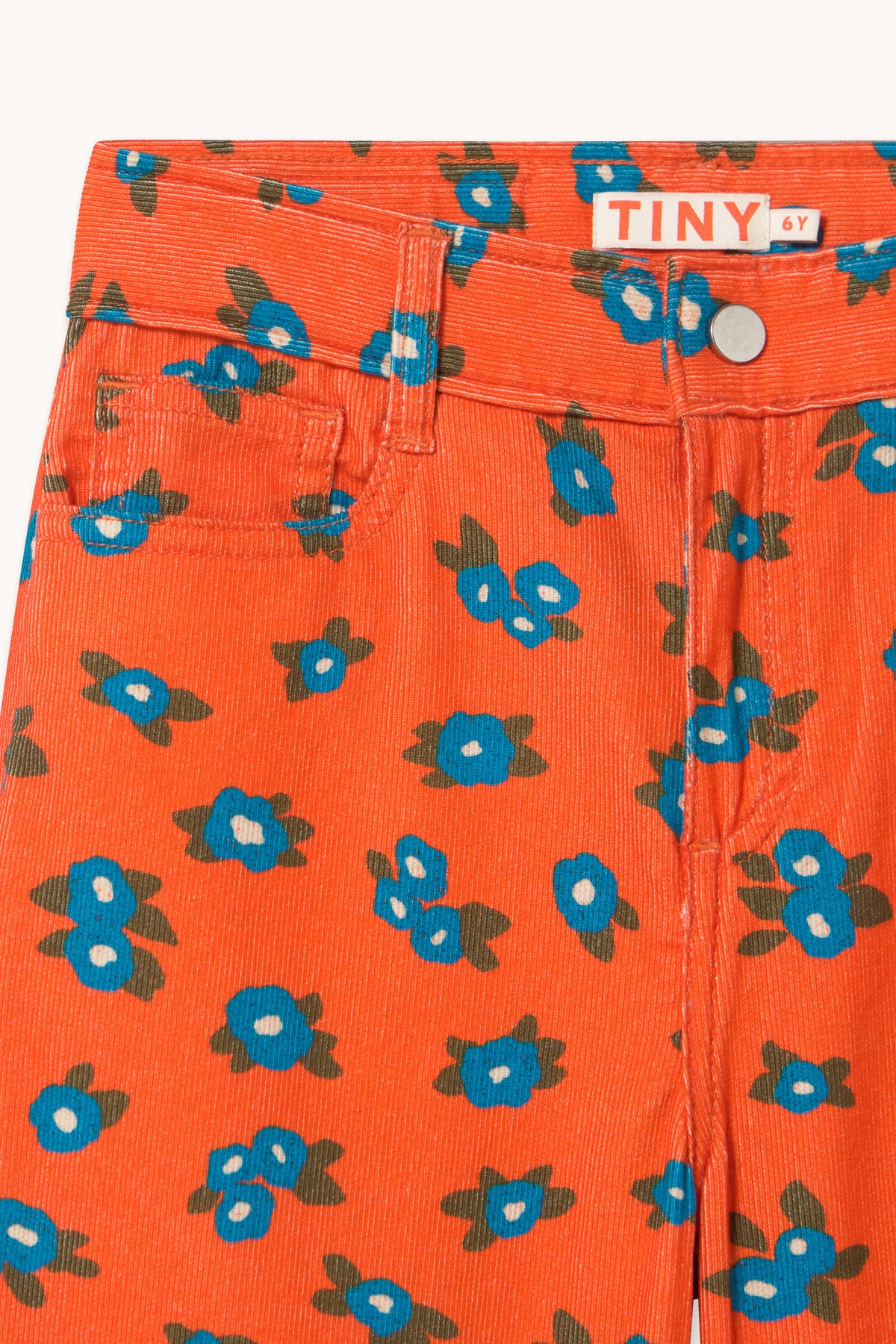 Tiny Cottons BLUE FLOWERS STRAIGHT CORDUROY PANTS summer red