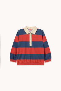 Tiny Cottons DARK RED STRIPES POLO SWEATSHIRT dark red