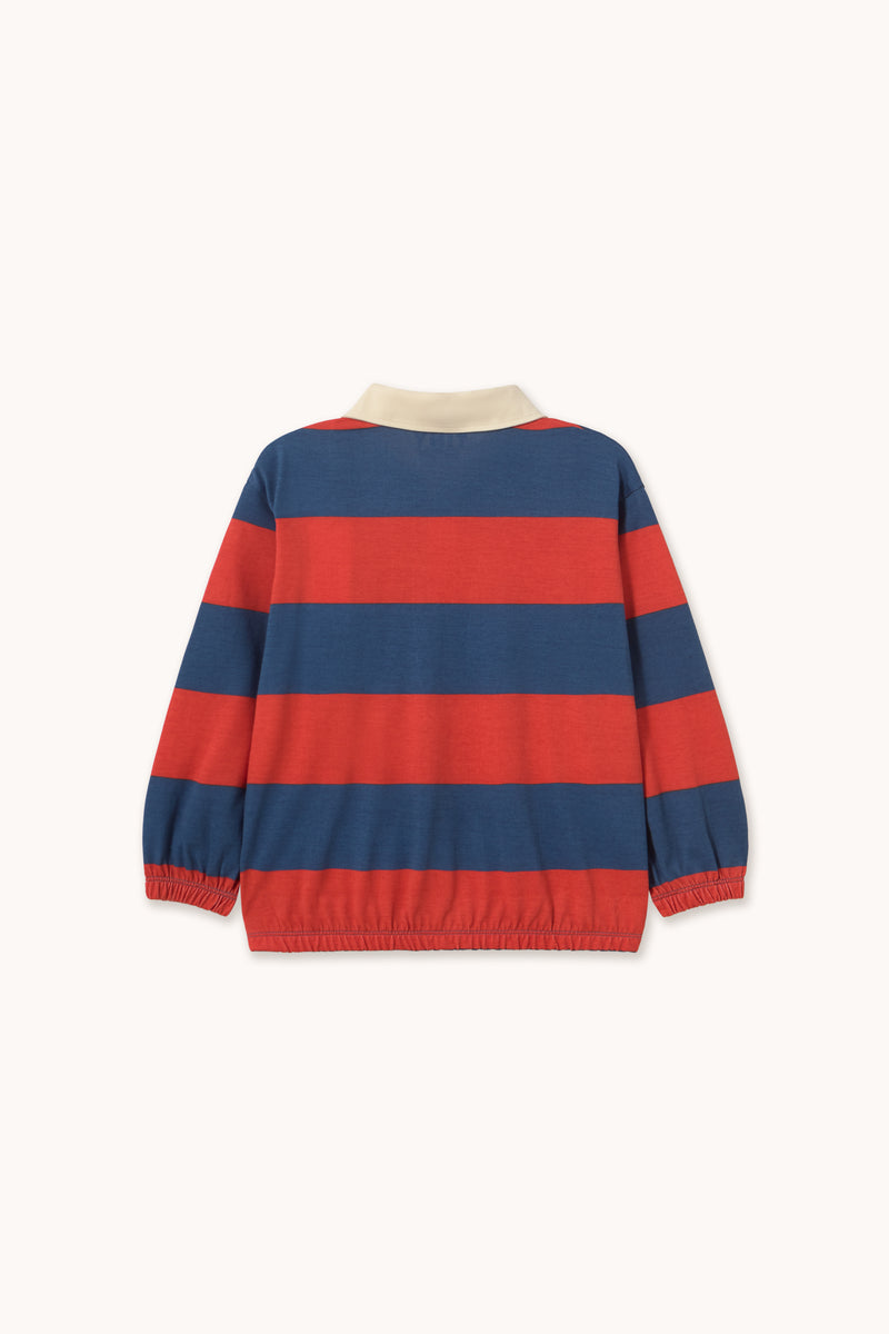Tiny Cottons DARK RED STRIPES POLO SWEATSHIRT dark red