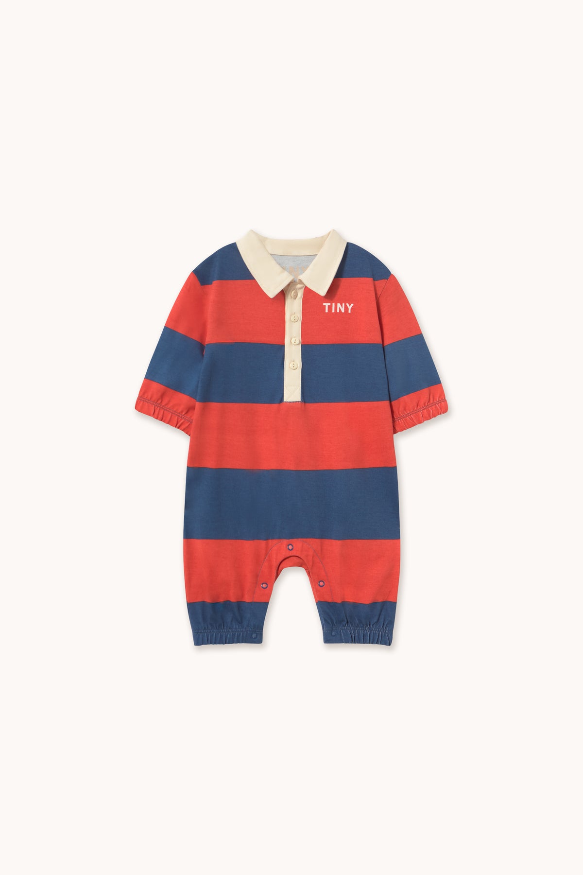 Tiny Cottons DARK RED STRIPES POLO ONE-PIECE Base dark red