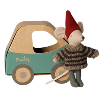 Maileg Christmas Mouse Little Brother in Car Box