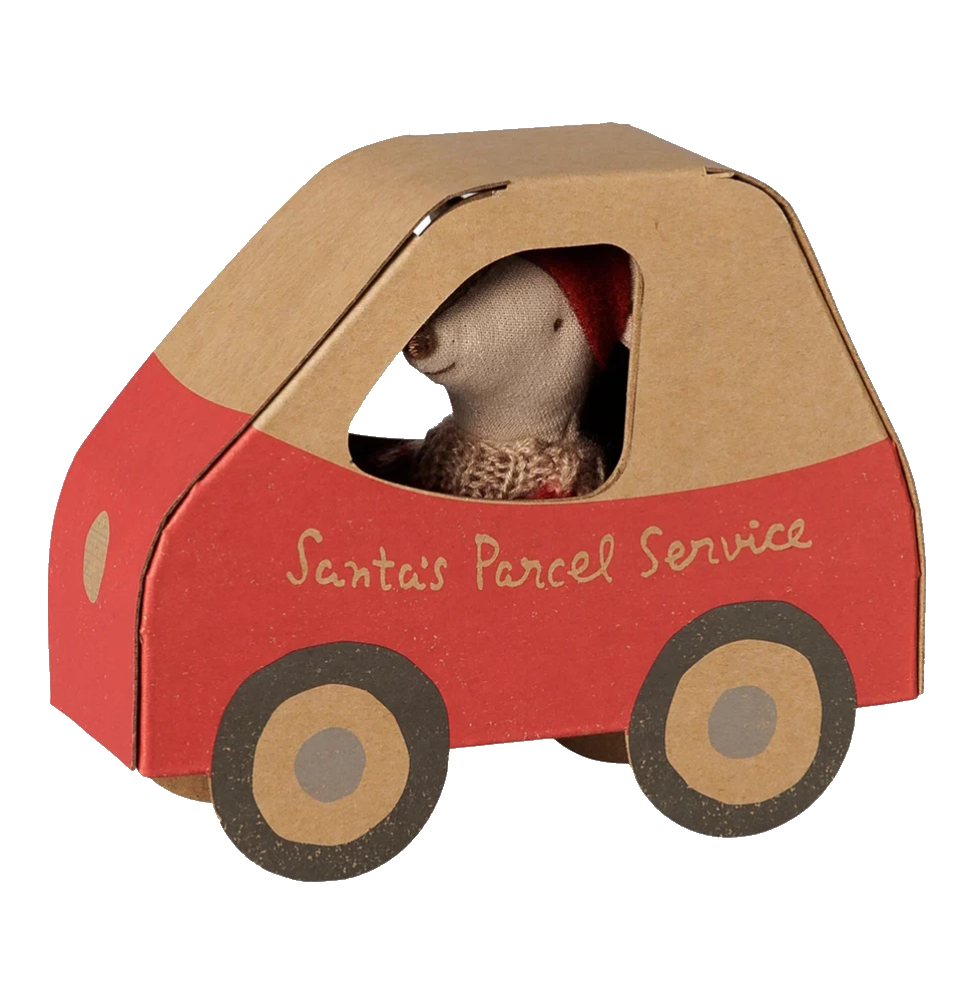 Maileg Christmas Mouse Little Sister in Car Box