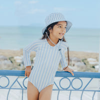Cry Wolf LONG SLEEVE SWIMSUIT Sky Blue Stripe