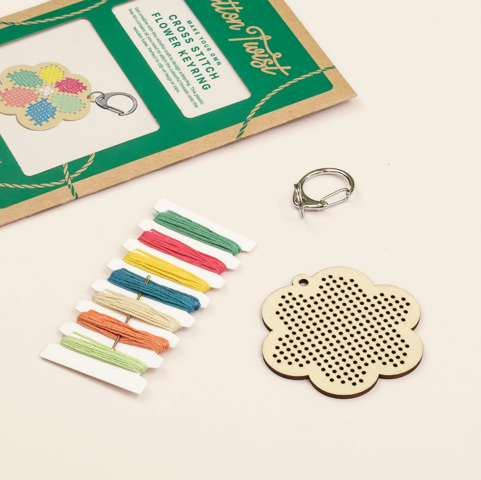 Cotton Twist Make Your Own Flower Cross Stitch Keyring