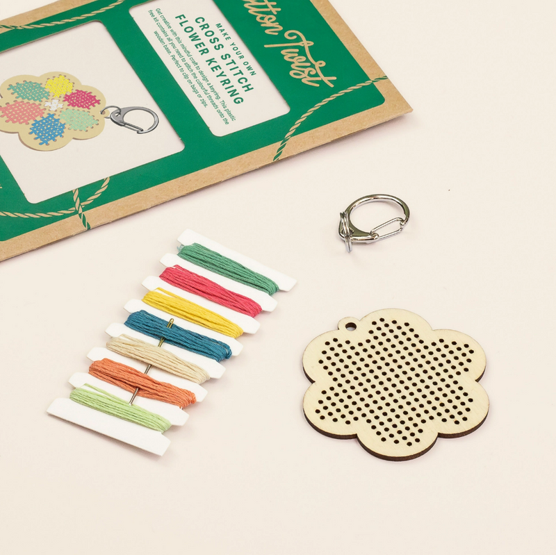 Cotton Twist Make Your Own Flower Cross Stitch Keyring