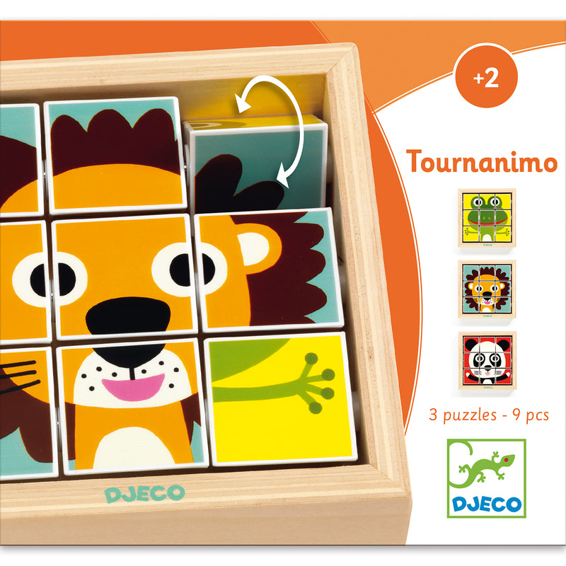 Djeco Touranimo (Safari) 9 Swivel Puzzles Pieces in Frame