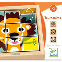 Djeco Touranimo (Safari) 9 Swivel Puzzles Pieces in Frame