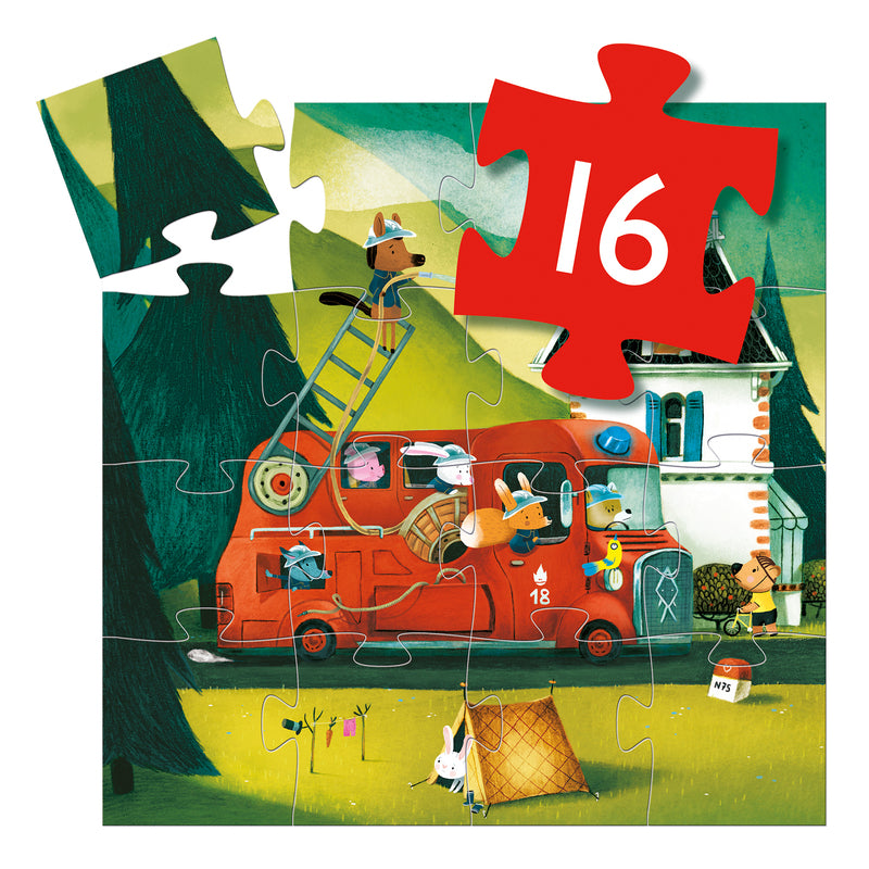 Djeco The Fire Truck 16 piece Silhouette Puzzle