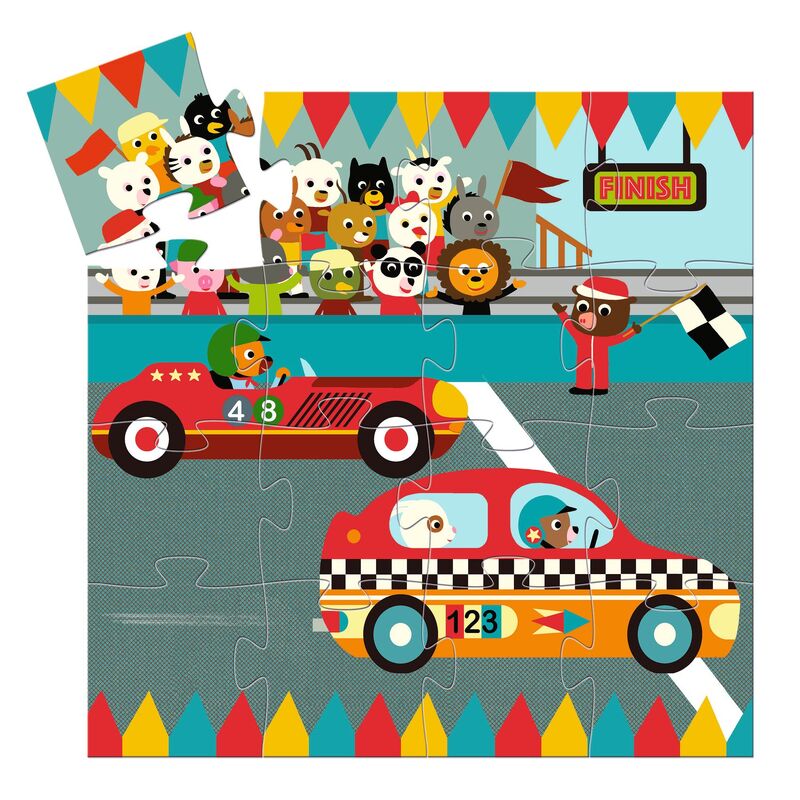 Djeco The Racing Car 16 piece Silhouette Puzzle