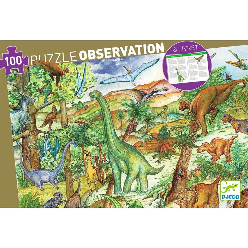 Djeco Dinosaurs 100 piece Observation Puzzle & Booklet