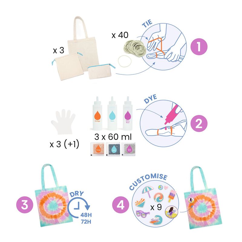 Djeco Do It Yourself Tie Dye Bag (Tie/Dye and Dry)