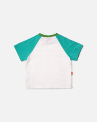 Das Ist Maurice Raglan T-Shirt Aqua & White
