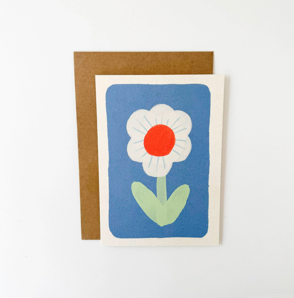 Florence Fry Greeting Card Blue - Single Flower