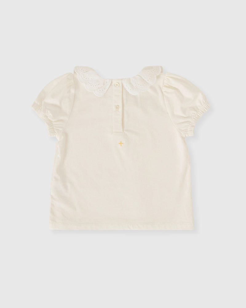 Goldie and Ace Laura Puff Sleeve Collar Top White