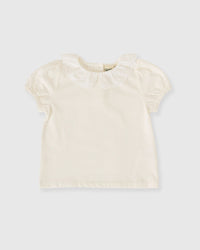 Goldie and Ace Laura Puff Sleeve Collar Top White