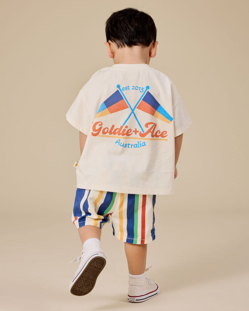Goldie and Ace Nautical Flag Oversized Tee Cream