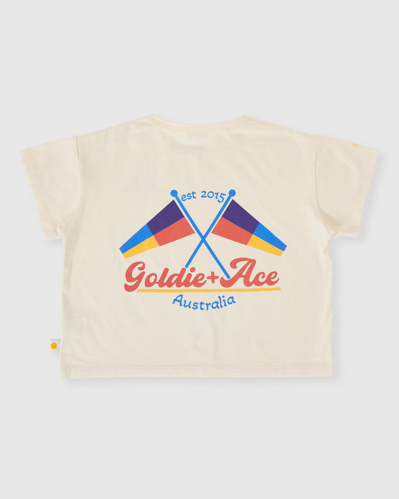 Goldie and Ace Nautical Flag Oversized Tee Cream
