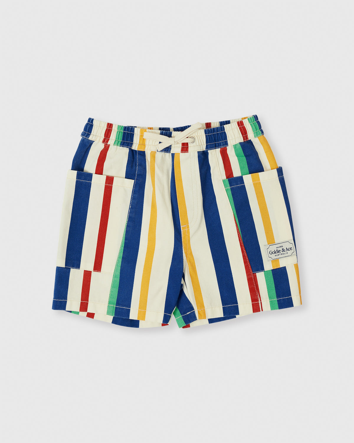 Goldie and Ace 90s Bold Stripe Noah Denim Pocket Shorts
