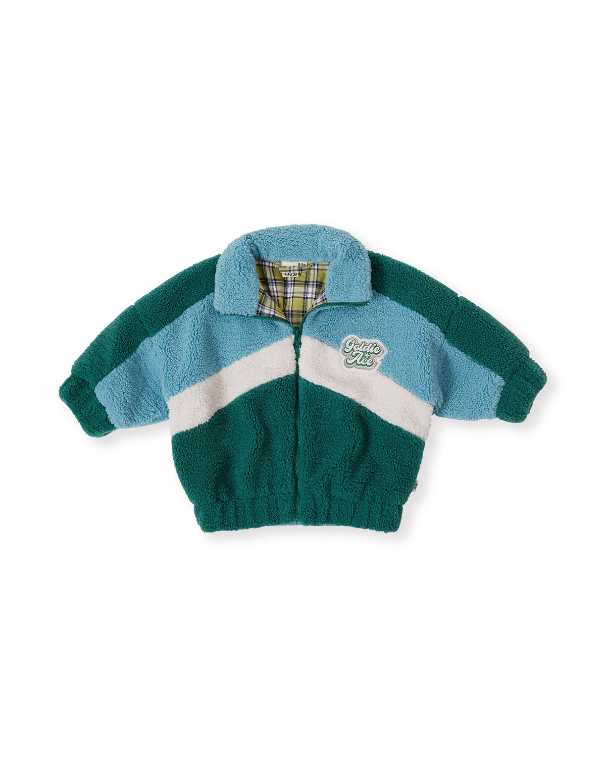 Goldie and Ace FRANKIE SHERPA JACKET TEAL/CREAM/DARK JADE
