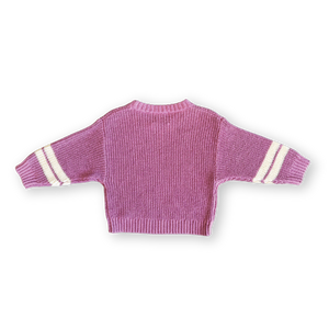 Grown Chunky Rib Pull Over-Raspberry
