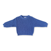 Grown Textured Organic Knit Pull Over-Cobalt