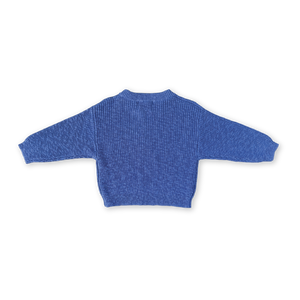 Grown Textured Organic Knit Pull Over-Cobalt