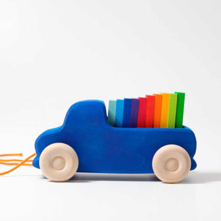 Grimm's Pull Along Truck Blue