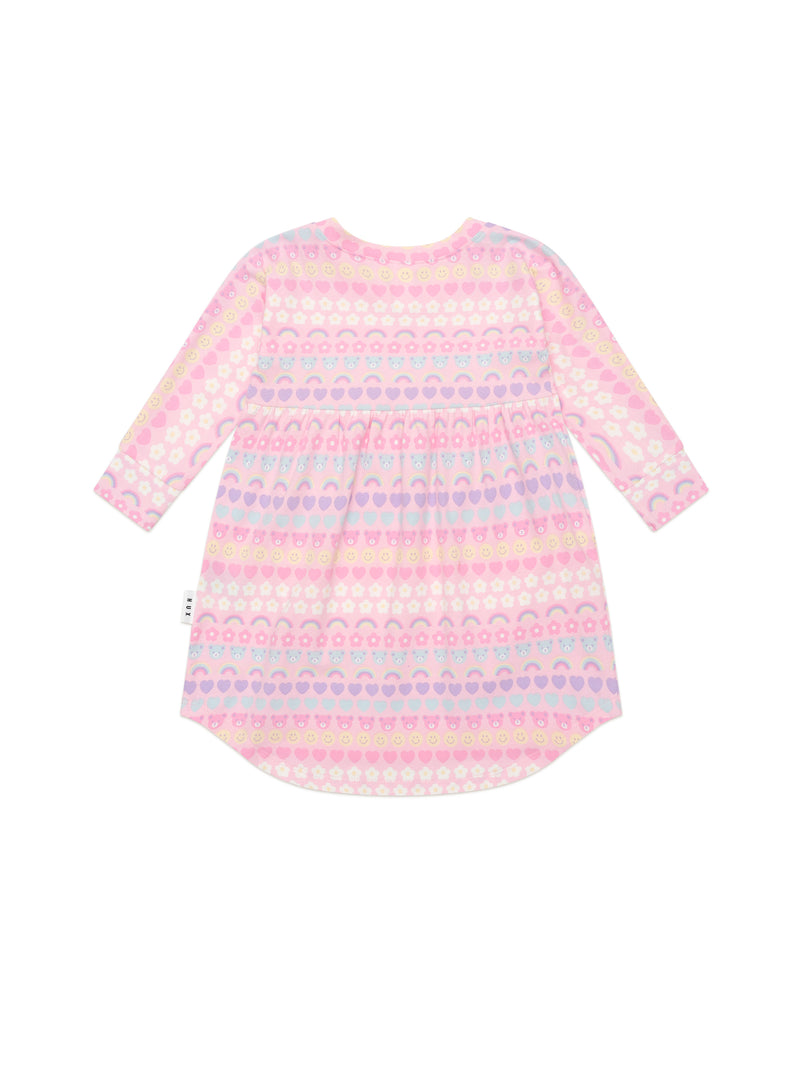 Huxbaby EMOJI RAINBOW LONG SLEEVE SWIRL DRESS