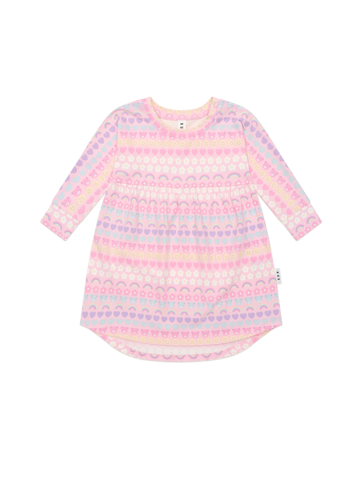 Huxbaby EMOJI RAINBOW LONG SLEEVE SWIRL DRESS