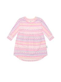Huxbaby EMOJI RAINBOW LONG SLEEVE SWIRL DRESS