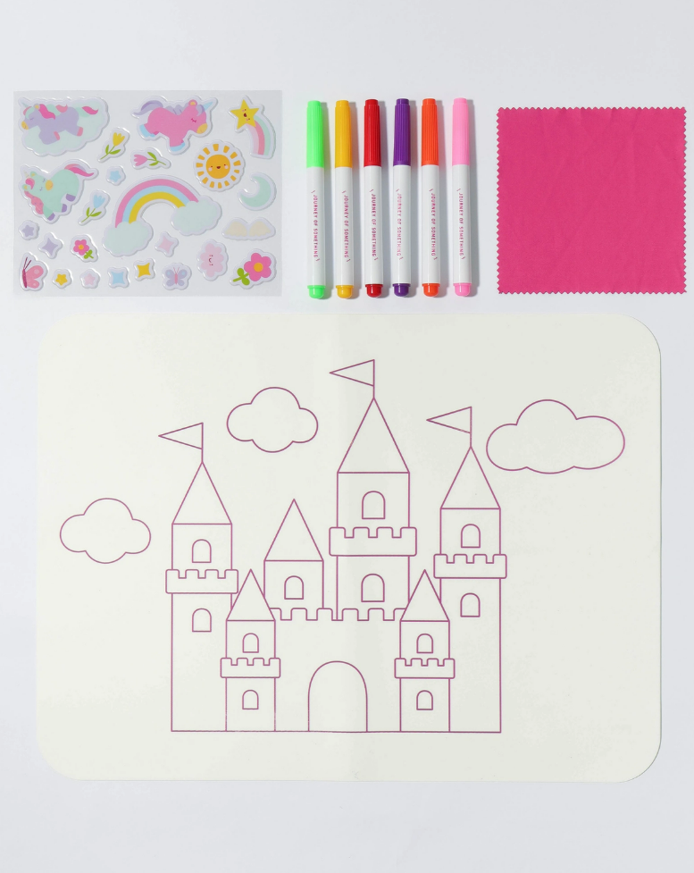 Journey Of Something Wipeable Silicone Colouring Mat - Unicorn Castle