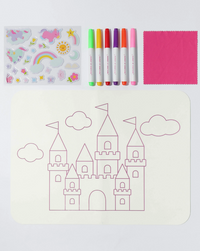 Journey Of Something Wipeable Silicone Colouring Mat - Unicorn Castle