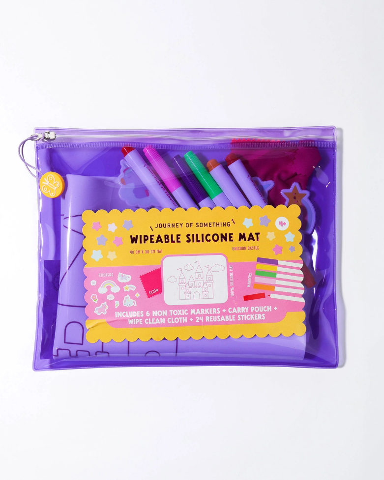 Journey Of Something Wipeable Silicone Colouring Mat - Unicorn Castle