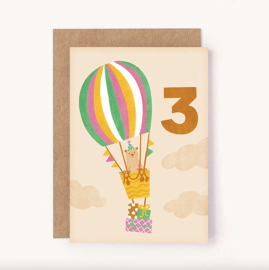 Lauren Sissons Studio Age 3 Birthday Card