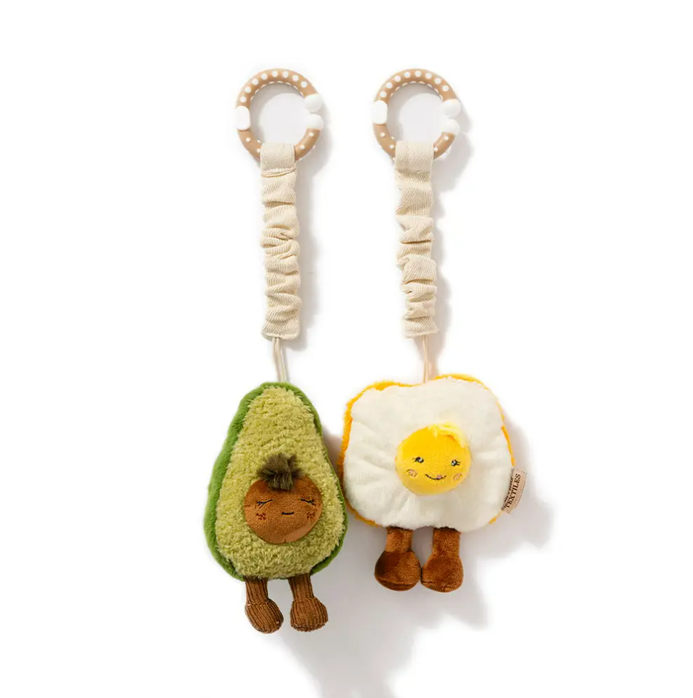 Living Textiles 2 Pack Mini Market Brunch Stroller Toys - Avocado & Egg On Toast