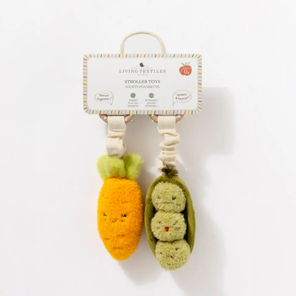 Living Textiles 2 Pack Mini Market Brunch Stroller Toys - Carrot & Green Peas
