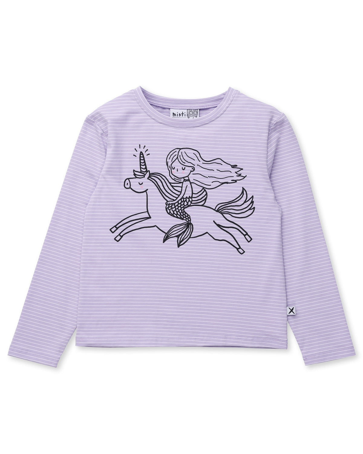 Minti Mermaid and Unicorn T-Shirt Lilac Stripe