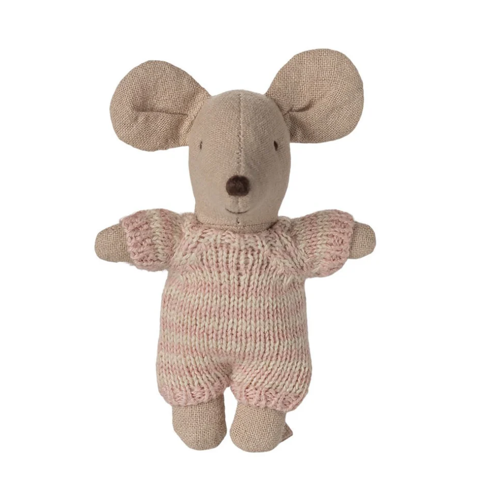 Maileg Baby Mouse in Carry Cot Rose