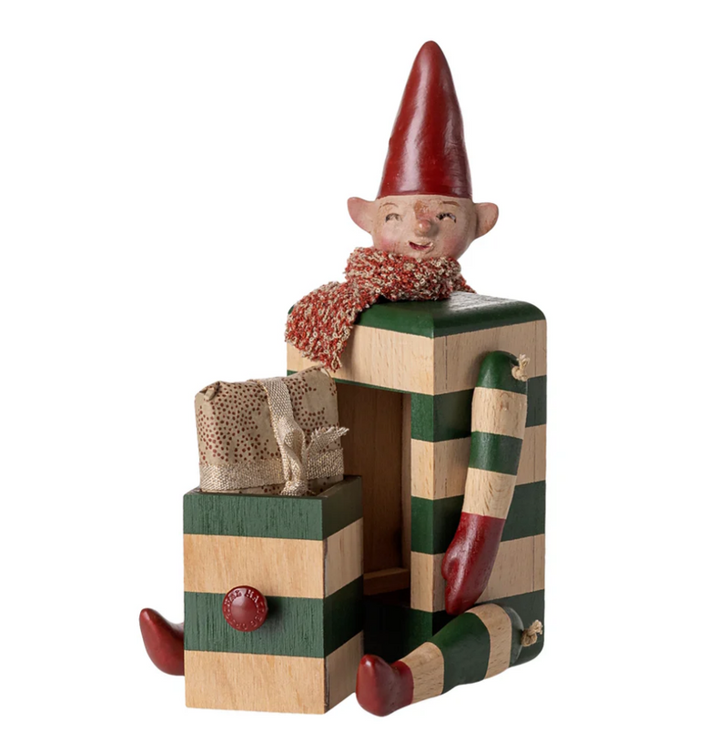 Maileg Elf With Drawer Green