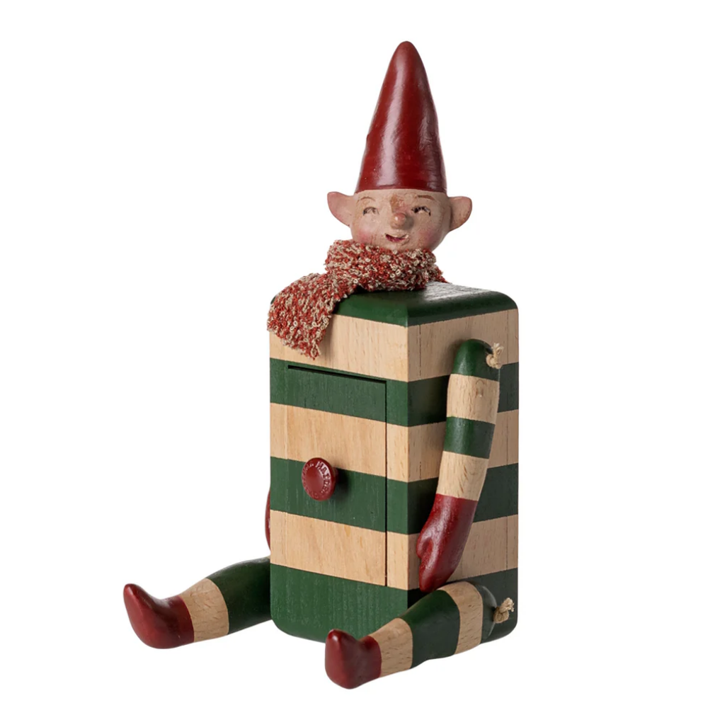 Maileg Elf With Drawer Green
