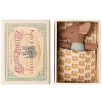 Maileg Sleepy Wakey Baby Mouse in Matchbox Blue 2025