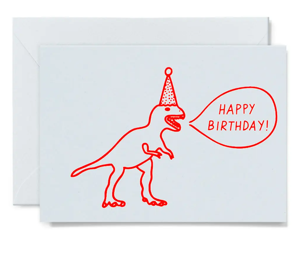 Me and Amber T-Rex Birthday Greeting Card