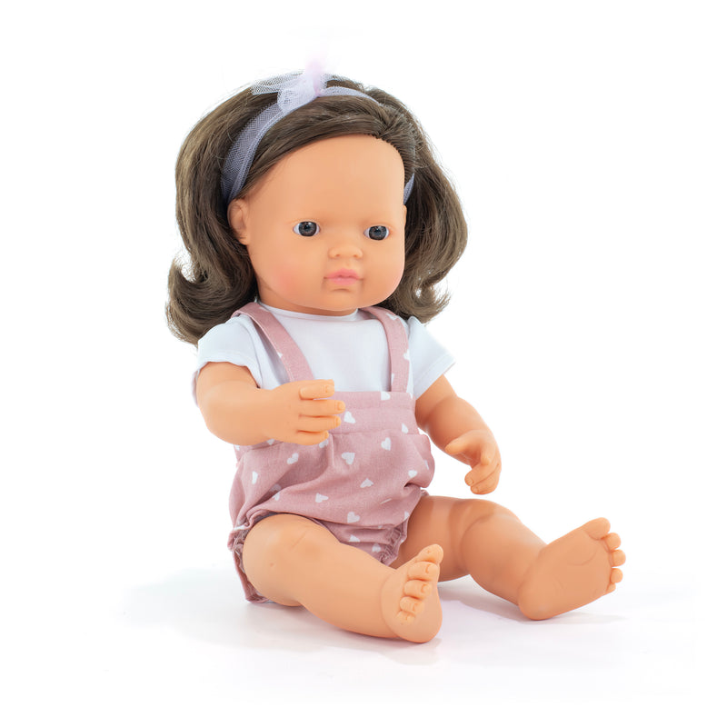 Miniland - Baby Doll Brown Hair Girl 38Cm