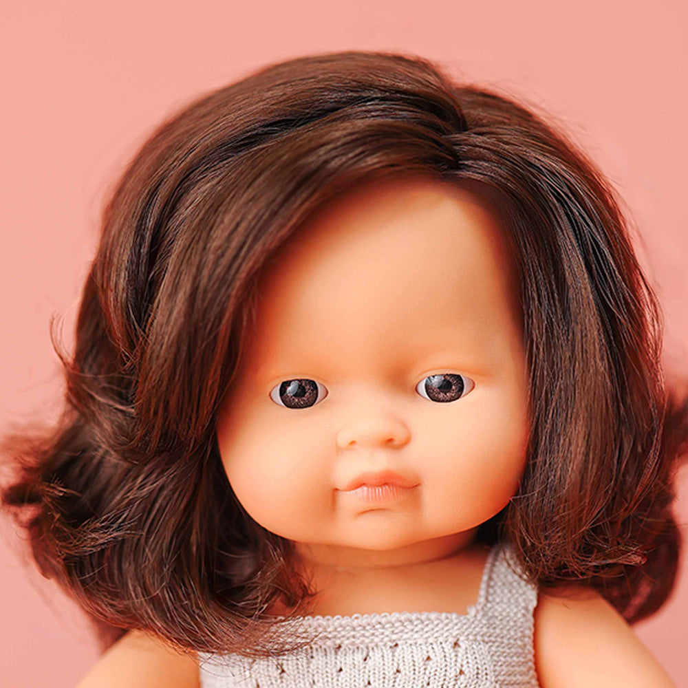 Miniland - Baby Doll Brown Hair Girl 38Cm