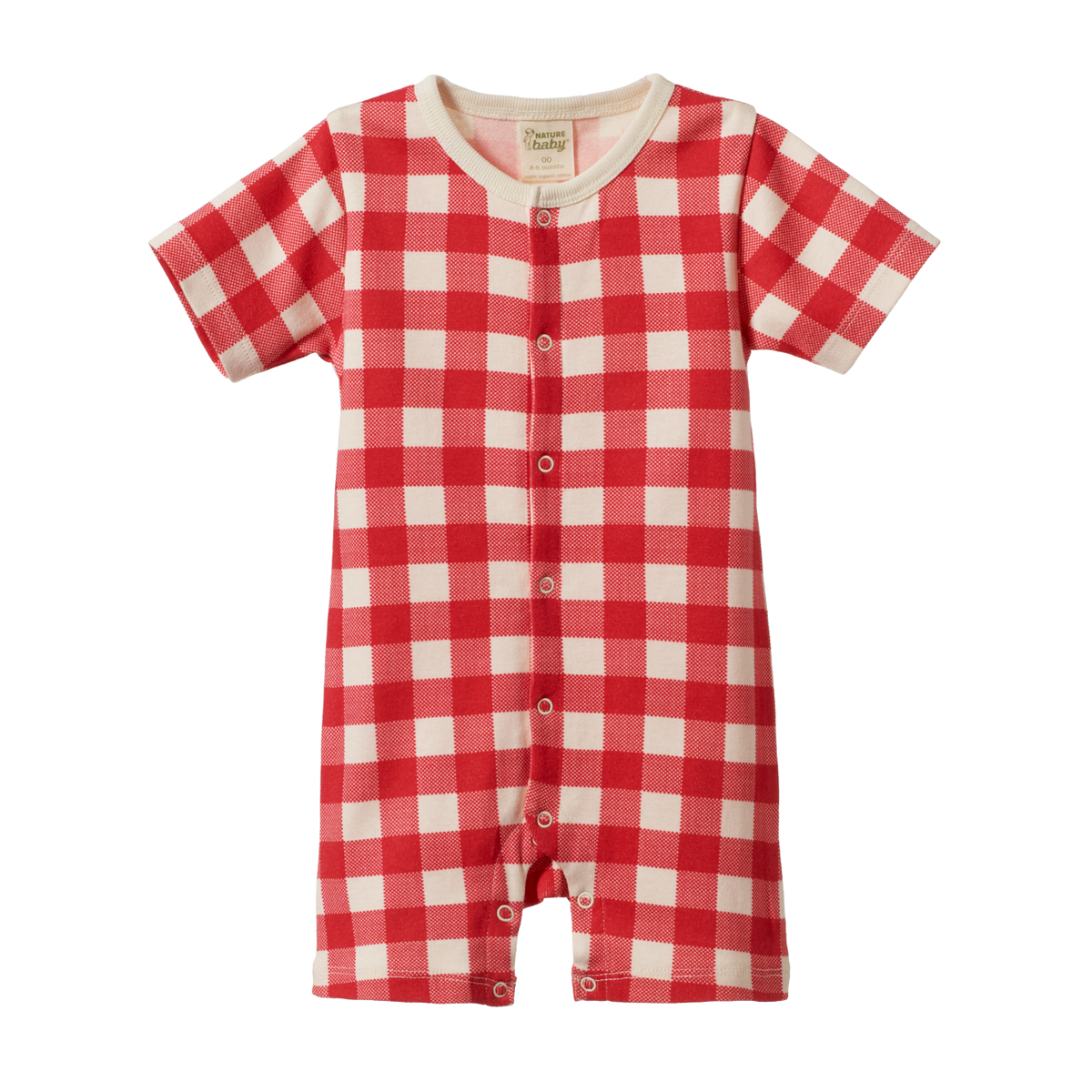 Nature Baby SUMMER SLEEPY SUIT, Red Crispin Check