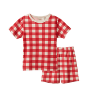 Nature Baby SHORTIE PYJAMA SET Red Crispin Check